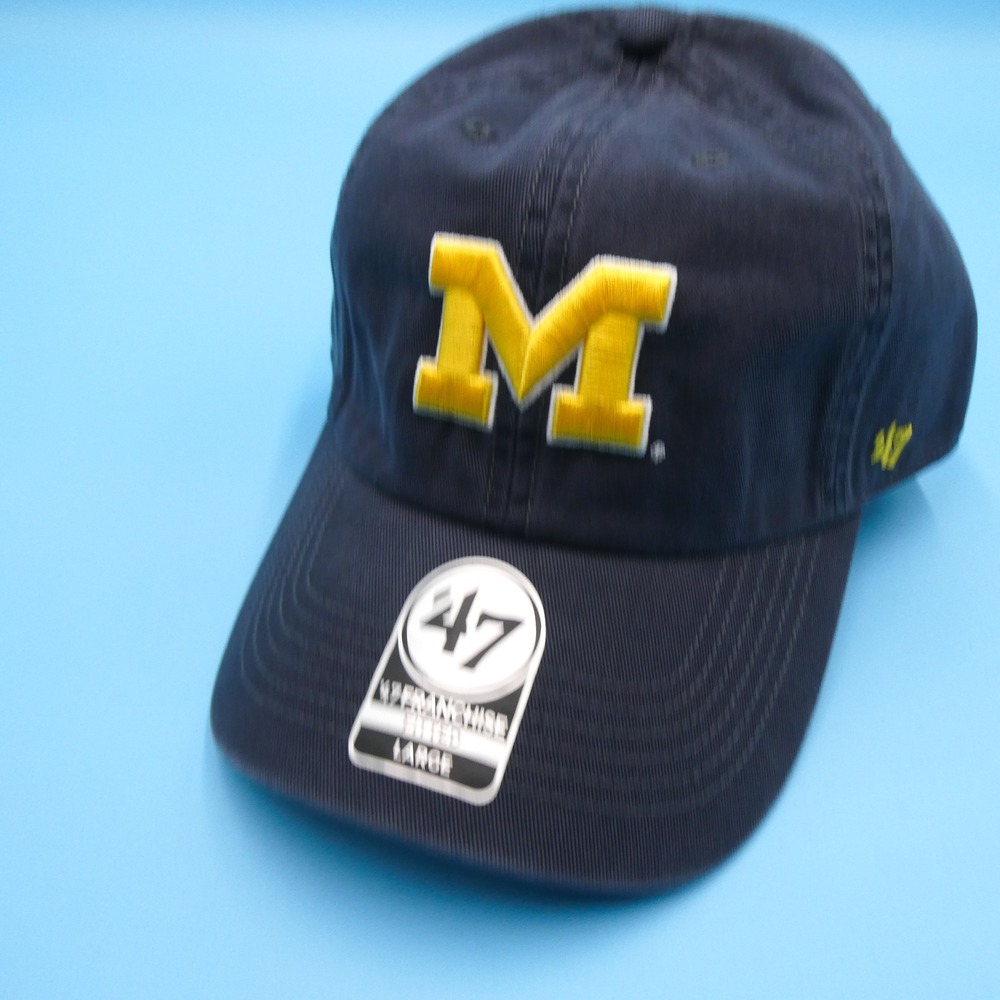 '47 Brand Hat Mens Large Franchise‎ Michigan Wolverines Navy Blue Cotton Fitted - Picture 2 of 9